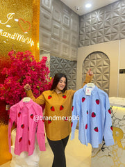 Strawberry Embroidery Cotton Shirt (PRM-458)