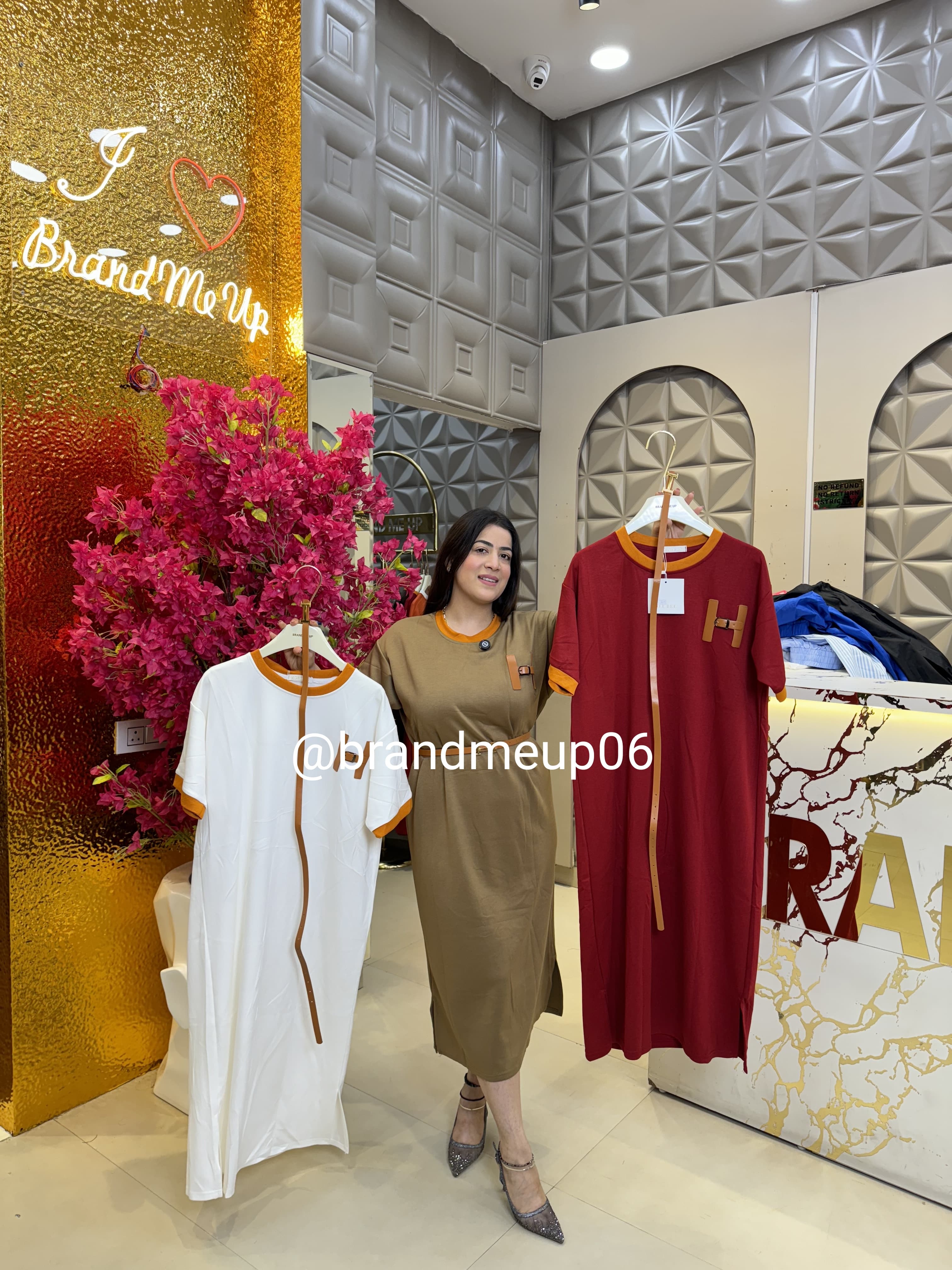 Imported Stretchable Dress With Belt (PRM-491)