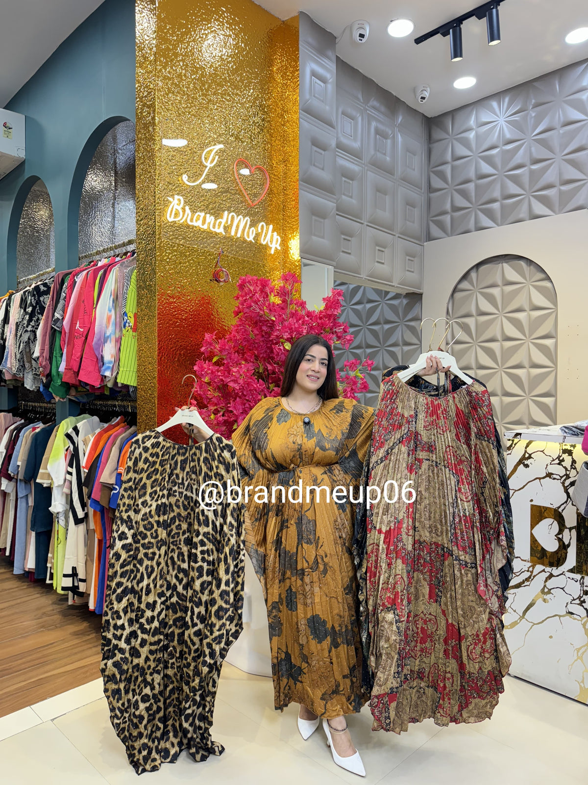 Kaftan Rhinestone Printed Dress With Belt (PRM-548)