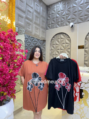 Imported partywear Dress With Pocket (PRM-599) FLOWER EMB
