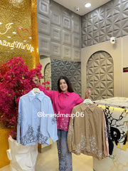 Cotton Embroidery Shirt With Pearl (PRM-650)