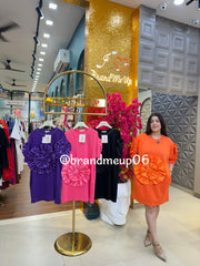 Imported Stretchable Dress With Pocket 3D Flower (PRM-657)