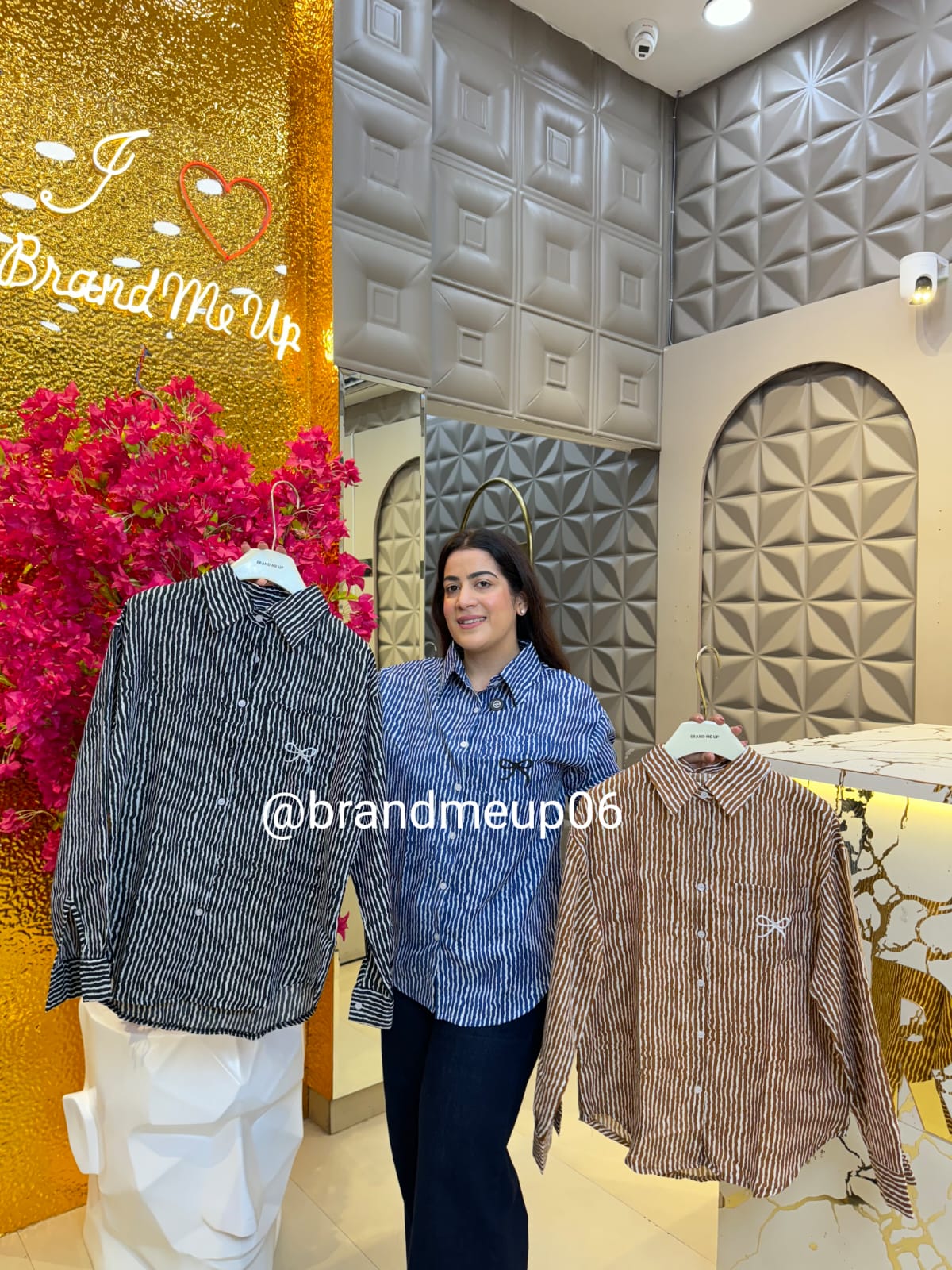 Bow Embroidery  Stripe Shirt (SHIRT-203)