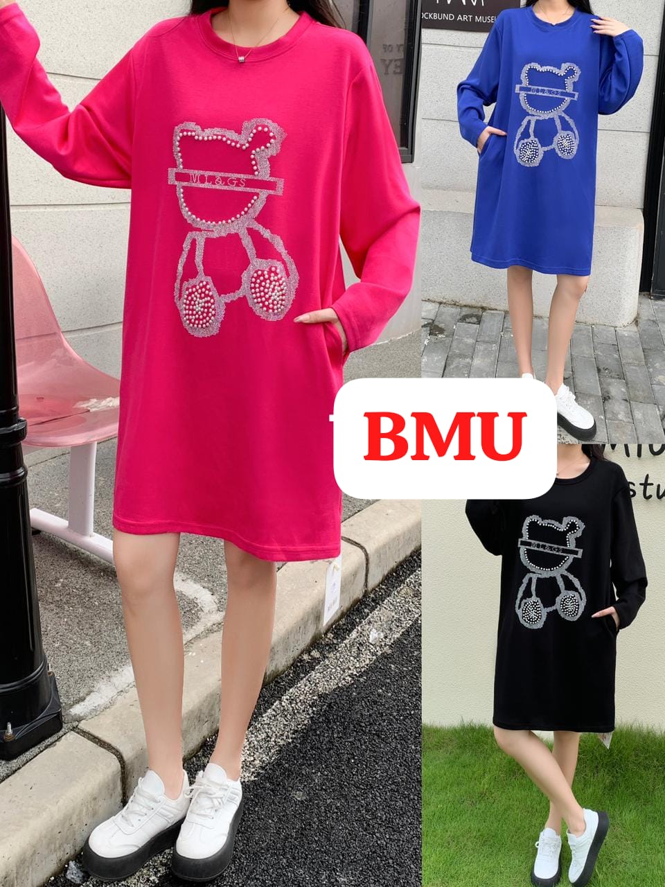 FULL SLEEVES CUTE DRESS WITH POCKETS (PRM-720) TEDDY
