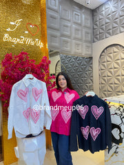 COTTON RHINESTONES HEART SHIRT (PRM-717)