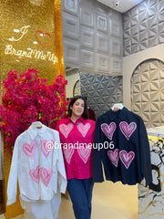 COTTON RHINESTONES HEART SHIRT (PRM-717)