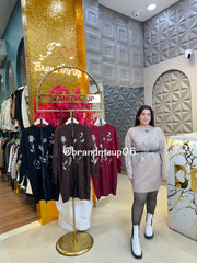 SEQUENCE LEAF WOOLEN DRESS WITH BELT (IMP-574)