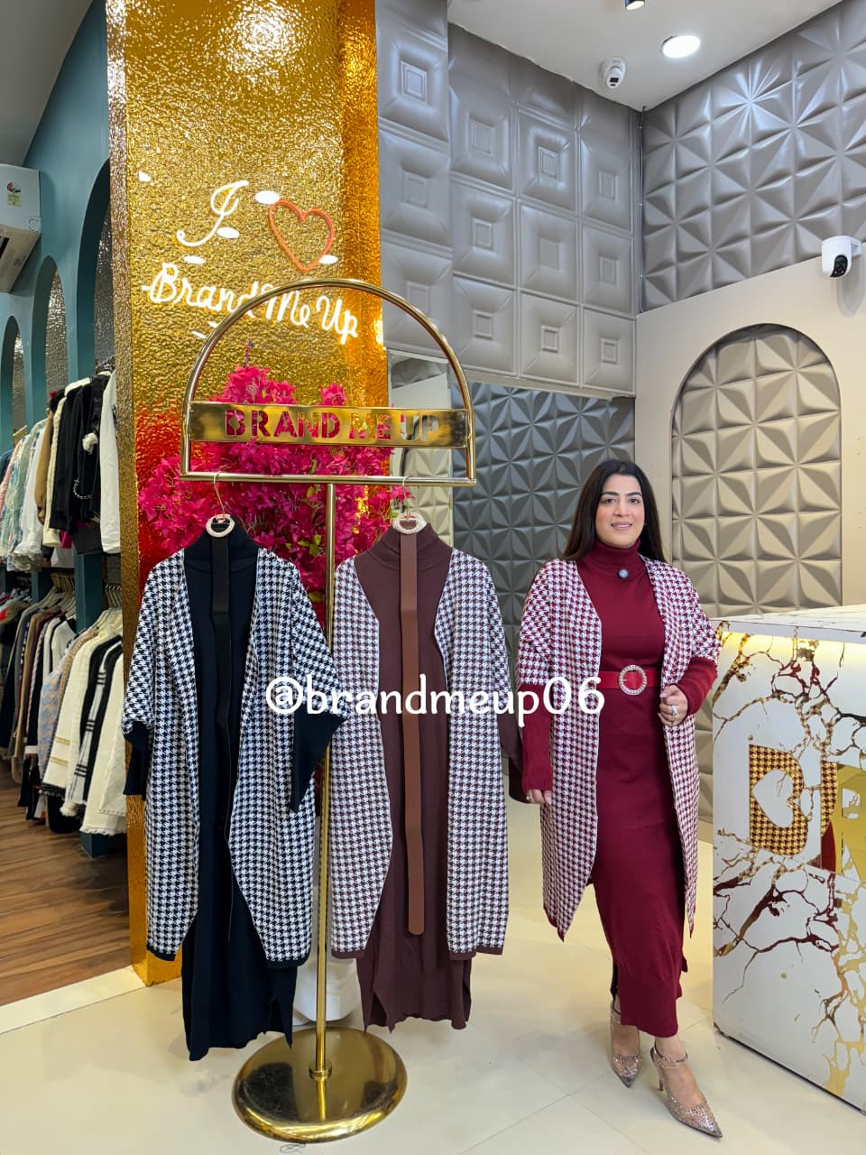 WOOLEN DRESS WITH PRINTED SHRUG AND BELT (IMP-576)