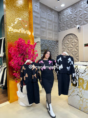 WOOLEN  DRESS WITH BOW RHINESTONES TOP (IMP-597)