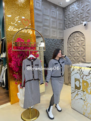 WOOLEN CARDIGAN WITH SKIRT CHESS (IMP-600)