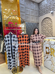 WOOLEN CHECKES DRESS WITH BELT (IMP-606)