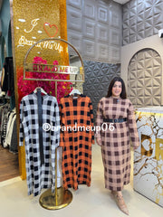 WOOLEN CHECKES DRESS WITH BELT (IMP-606)