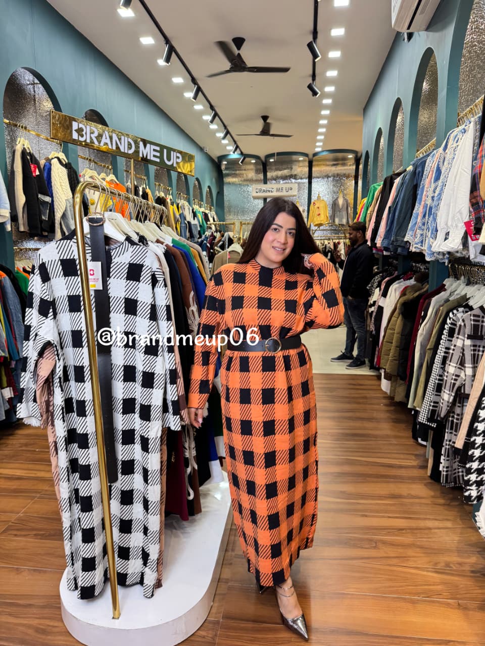 WOOLEN CHECKES DRESS WITH BELT (IMP-606)