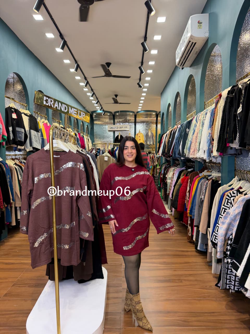 WOOLEN SILVER SEQUENCE DRESS (IMP-620)