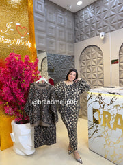 CHEETAH WOOLEN TOP SKIRT SET (IMP-629)