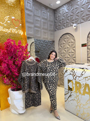 CHEETAH WOOLEN TOP SKIRT SET (IMP-629)