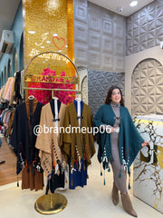 WOOLEN DRESS WITH DESIGNER SHAWL AND BELT (IMP-655)