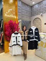 WWOLEN ROSE BUTTON DESIGNER SKIRT SET (IMP-662)