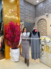 WOOLEN CHECKS DRESS WITH INNER AND BELT (IMP-663)