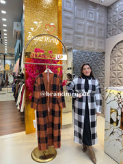 WOOLEN DRESS WITH CHECKS SHRUG AND BELT (IMP-674)