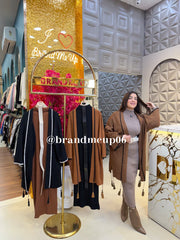 WOOLEN DRESS WITH CONTRAST SHRUG AND BELT (IMP-675)