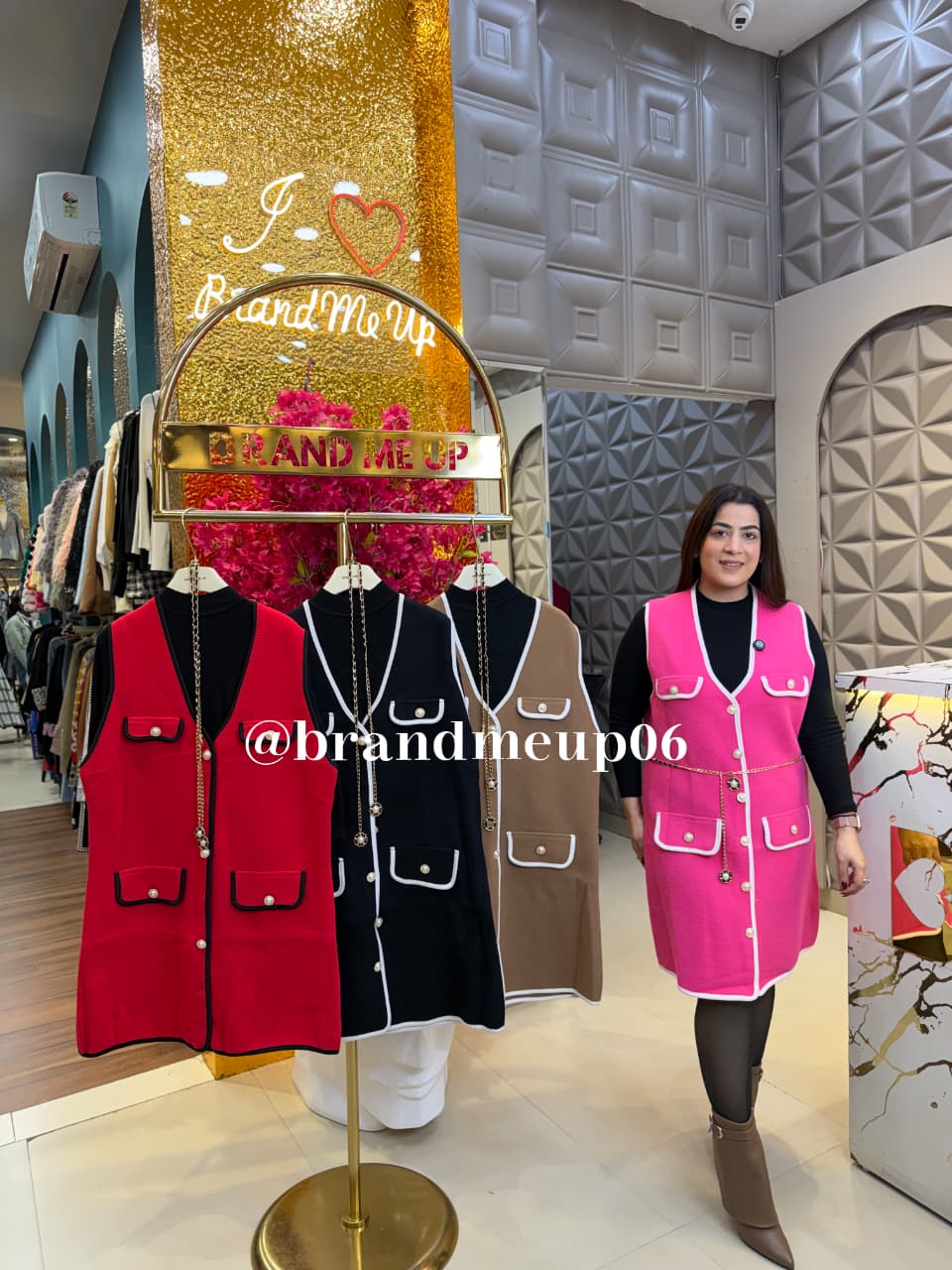 WOOLEN DRESS WITH INNER AND GOLDEN CHAIN (IMP-685)