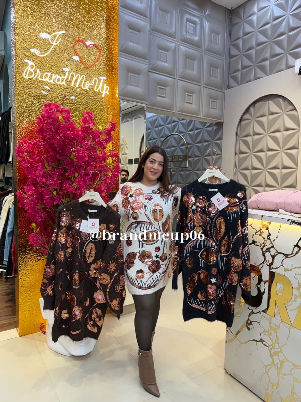 PARTYWEAR SEQUENCE WOOLEN DRESS (IMP-689) LEAF