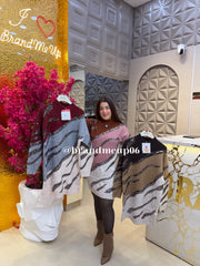 PARTYWEAR SEQUENCE WOOLEN DRESS (IMP-693) ZEBRA