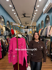 WOOLEN 3D PEARL FLOWER SWEATER (IMP-703)