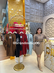 WOOLEN DRESS WITH BELT (IMP-716) PEARL