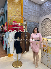 WOOLEN DRESS WITH BELT (IMP-717) SEQUENCE BOW