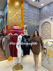 WOOLEN DRESS  WITH BELT (IMP-718) 3FLOWER