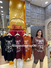 SEQUENCE WOOLEN DRESS (IMP-735) WHT SILVER THREAD