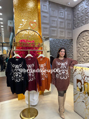 SEQUENCE WOOLEN DRESS (IMP-735) WHT SILVER THREAD