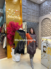 WOOLEN LONG PRINTED DRESS (IMP-739) WEB PATTERN