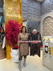 WOOLEN LONG PRINTED DRESS (IMP-738) ANCHOR