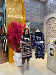 WOOLEN LONG PRINTED DRESS (IMP-740) HORSE