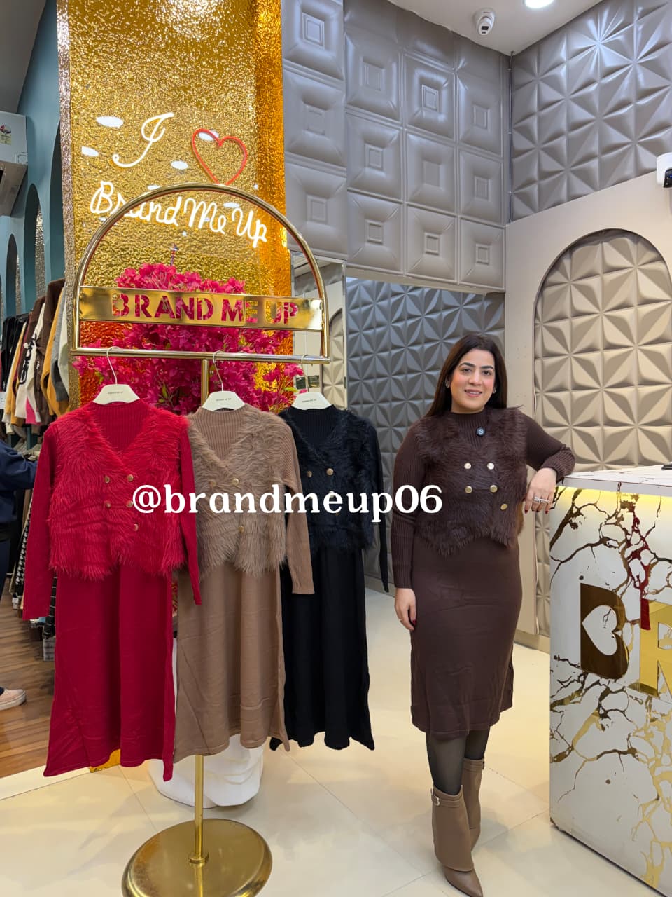 WOOLEN DRESS  WITH FUR JACKET (CODE-0512) (IMP-741)