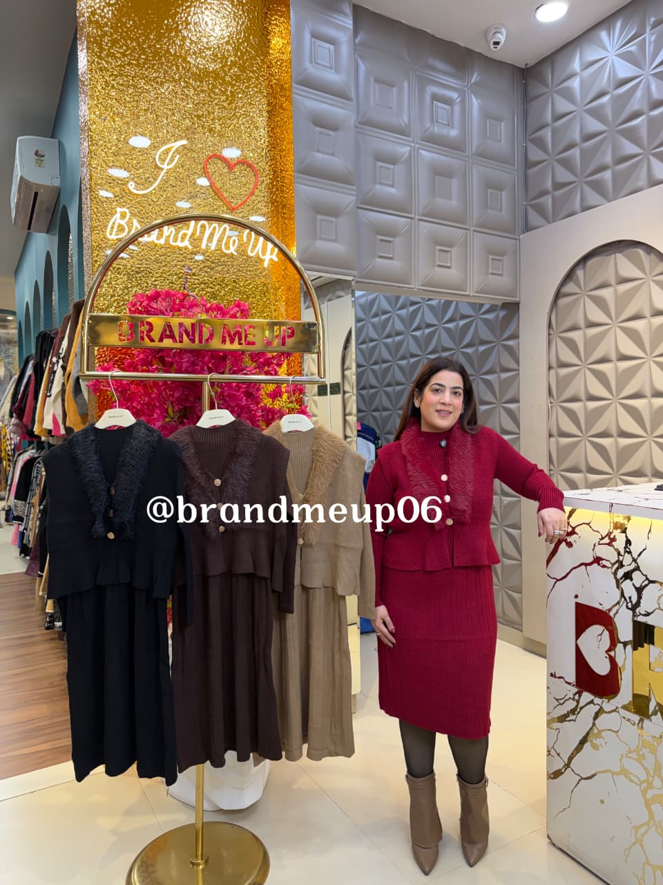 WOOLEN DRESS WITH FUR JACKET (CODE-3029) (IMP-742)