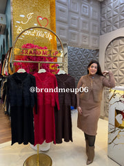 WOOLEN DRESS WITH FUR JACKET (CODE-9803) (IMP-743)