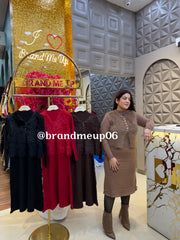 WOOLEN DRESS WITH FUR JACKET (CODE-9803) (IMP-743)