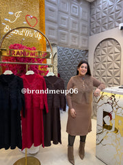 WOOLEN DRESS WITH FUR JACKET (CODE-9803) (IMP-743)