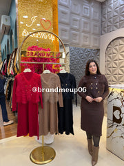 WOOLEN DRESS  WITH FUR JACKET (CODE-0512) (IMP-741)