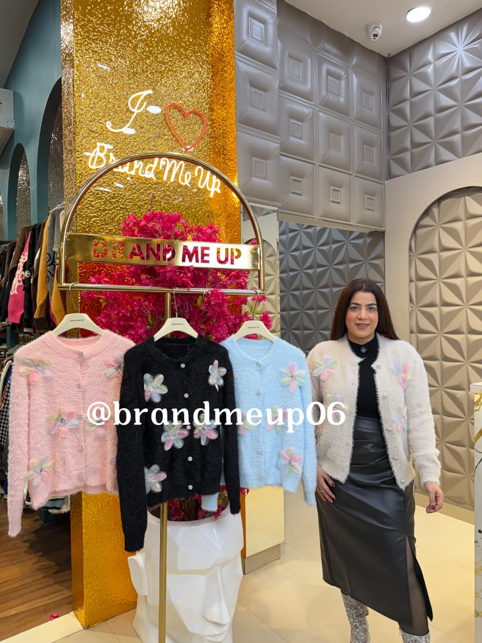 WOOLEN FUR CARDIGAN (IMP-752) RAINBOW FLOWER