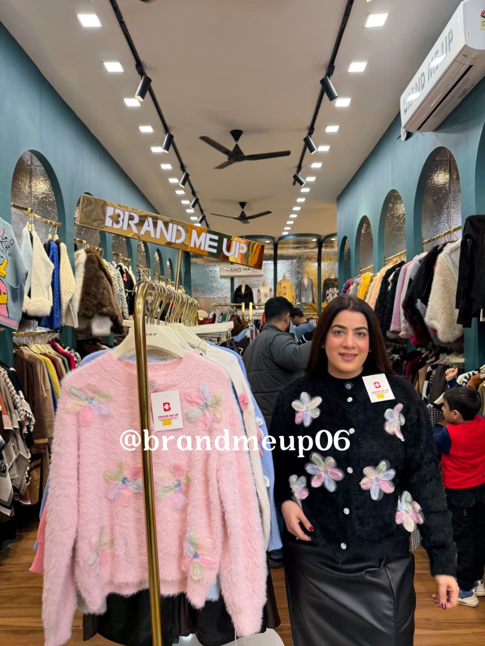 WOOLEN FUR CARDIGAN (IMP-752) RAINBOW FLOWER