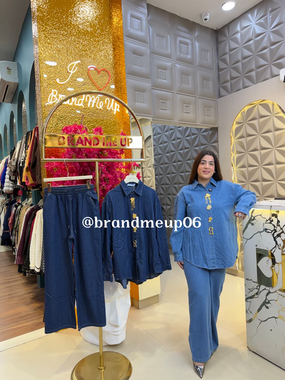 DENIM CORD WITH GOLDEN BROOCH (PRM-775) EYE