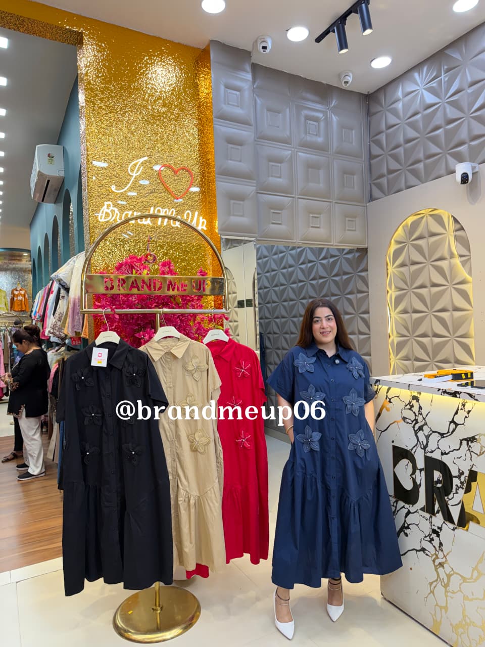 COTTON DRESS WITH 3D FLOWER AND POCKET (PRM-841)