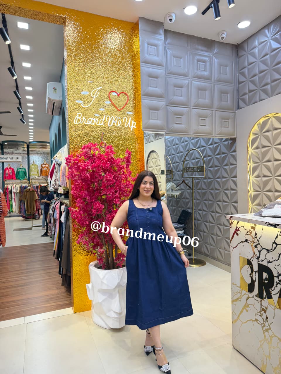 DENIM FRILL DRESS WITH POCKET (PRM-853)