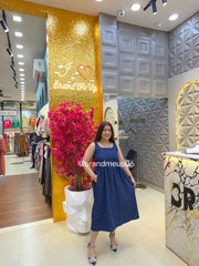 DENIM FRILL DRESS WITH POCKET (PRM-853)