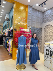 ‘SPARK’ DENIM DRESS WITH SIDE BELT (SKU-47) (CODE-99121)